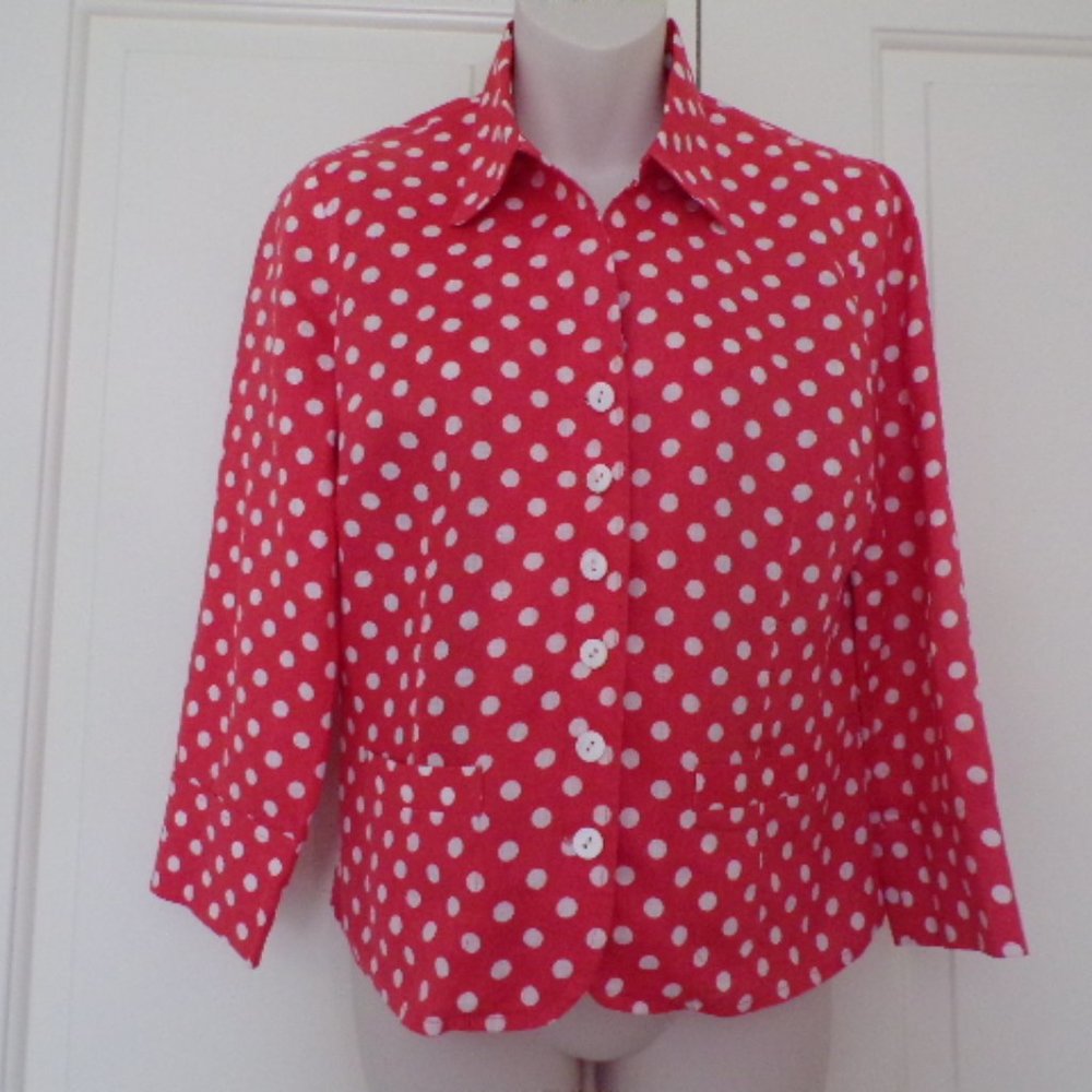 Talbots Orange Polka Dot Shirt 2 Pockets Size 4
